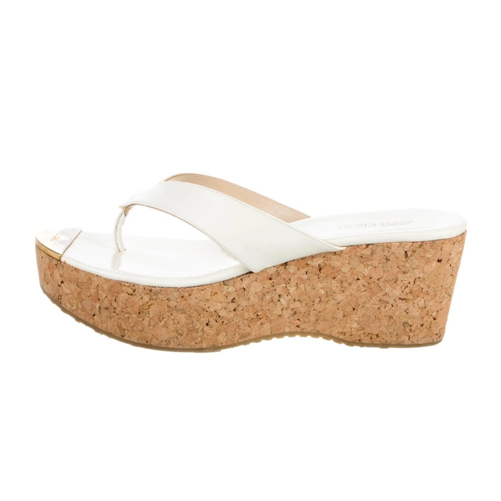 Authentic Jimmy Choo wedge off white sandals